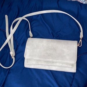 Grey leather cross body bag